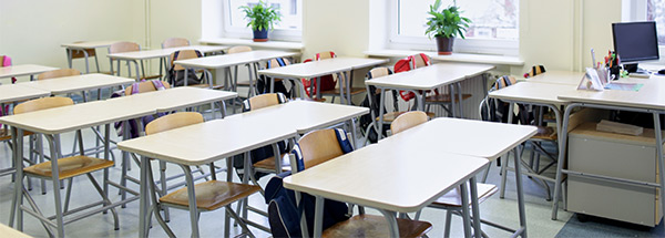 School Classroom with Desks